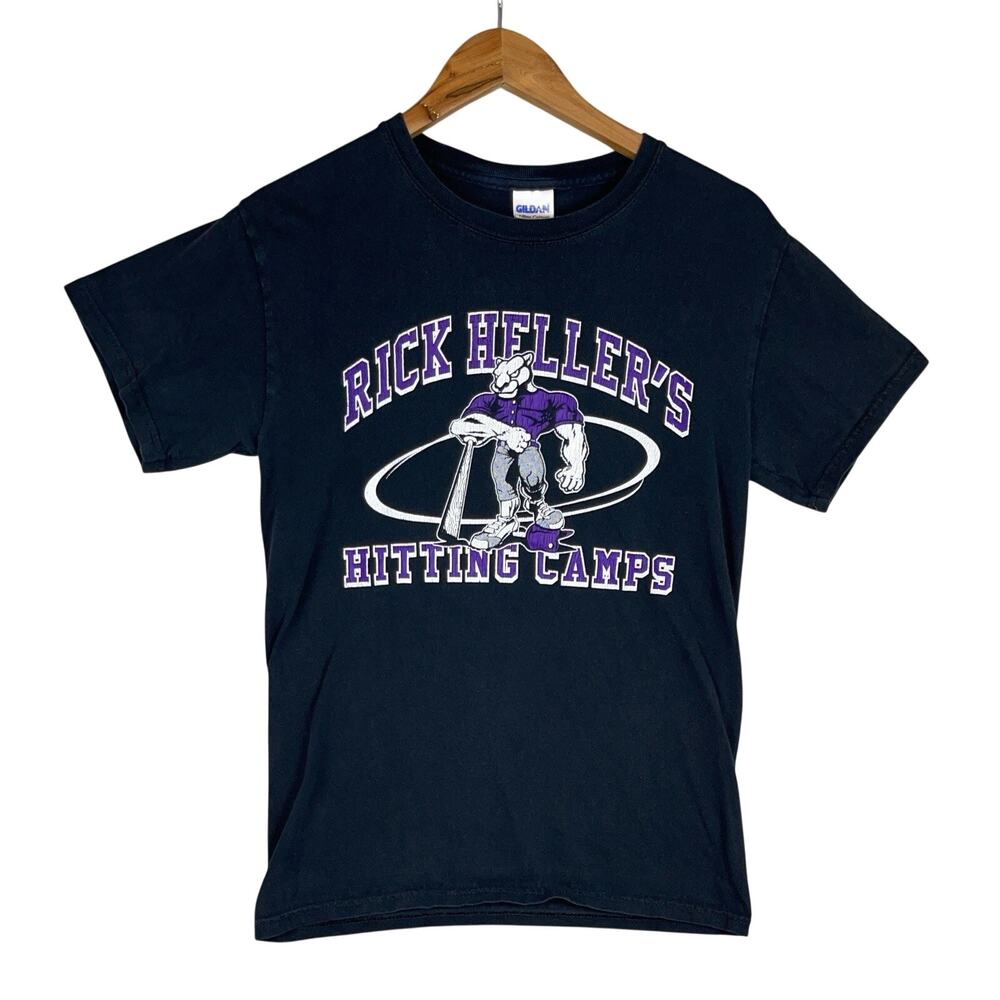 Vintage Gildan Rick Heller's Hitting Camps T Shirt Iowa Hawkeyes Baseball Small